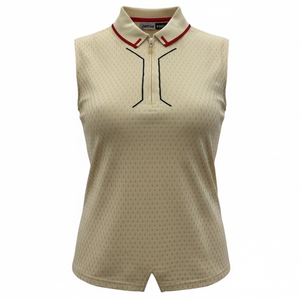Jamie Sadock Womens S Small Sleeveless Golf Polo Top Yellow Quarter Zip Textured